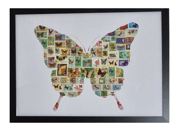 Butterfly Themed Stamp Collection in photo frame (a2)