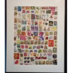 Flower Themed Stamp Collection in photo frame (a3)