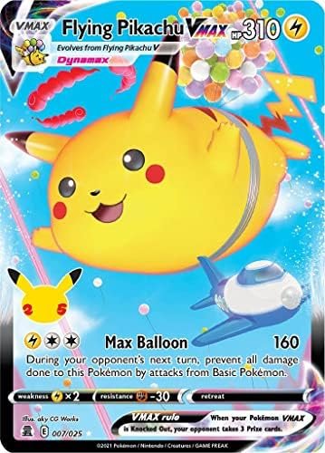 Flying Pikachu VMAX 007/025 Rare VMAX Pokemon Card (Celebrations 25th Anniversary) + 1x TitanCards® Toploader