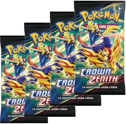 Pokémon | Pokemon TCG: Sword & Shield Crown Zenith Booster Packs x4 | Card Game | English Edition + TitanCards Toploader