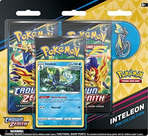 Pokémon TCG: Crown Zenith Pin Collection – Inteleon (1 Foil Promo Card, 1 Collector’s Pin & 3 Booster Packs)