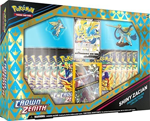 Pokémon TCG: Crown Zenith Premium Figure Collection – Shiny Zacian (1 Foil Promo Card, 1 Sculpted Figure & 11 Booster Packs)