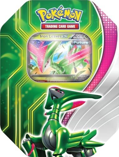 Pokémon TCG: Paradox Clash Tin – Iron Leaves ex (1 Foil Promo Card & 4 Pokémon TCG Booster Packs)