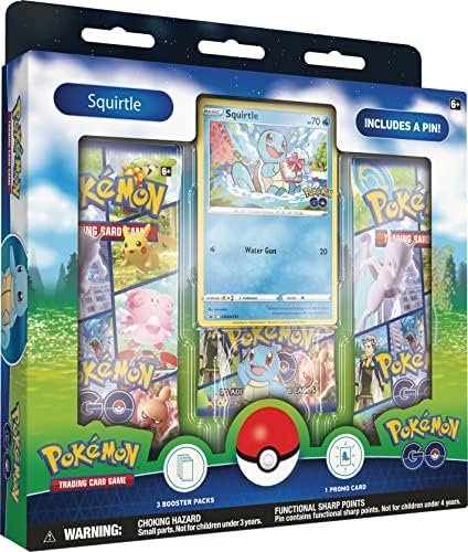 Pokémon TCG: Pokémon GO Pin Collection – Squirtle (1 Foil Promo Card, 1 Collector’s Pin & 3 Booster Packs)