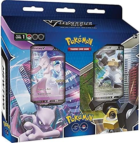 Pokémon TCG: Pokémon GO V Battle Deck Bundle – Mewtwo vs. Melmetal (2 x 60 Card Ready to Play Decks, 2 Pokémon GO booster packs & accessories)