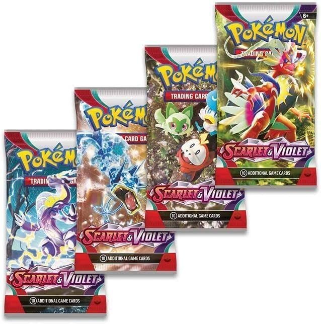 Pokemon TCG Scarlet & Violet Booster Packs x4 | Each Pack Contains 10 Pokémon Cards | One of Each Artwork + TitanCards Toploader