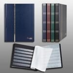 Prophila stamp album (small), 32 black sides, padded blue cover