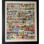 South Asian Themed Vintage Stamp Collection in photo frame (A2)