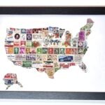 Vintage USA stamp collage art (A2Frame)