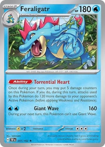 Feraligatr 041/162 Rare Pokemon Card (SV Temporal Forces) + 1x TitanCards® Toploader