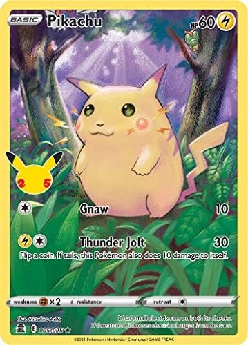 Pikachu 005/025 Rare Holo Pokemon Card (Celebrations 25th Anniversary) + 1x TitanCards® Toploader