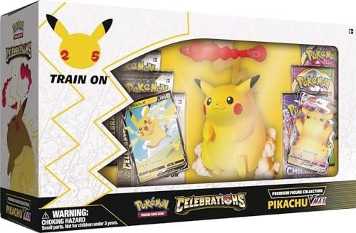 Pokémon | Celebrations Premium Figure Collection – Pikachu VMAX (25th Anniv) | Card Game | Ages 6+ | 2 Players | 10+ Minutes Playing Time