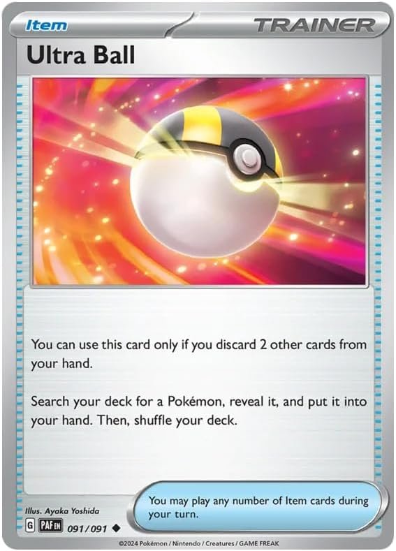 Ultra Ball 091/091 Uncommon Pokemon Card (SV 4.5 Paldean Fates) + 1x TitanCards® Toploader