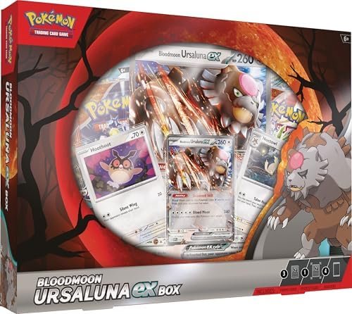 Pokémon TCG: Bloodmoon Ursaluna ex Box (1 Foil Promo Card, 2 Foil Cards, 1 Oversize Foil Card & 4 Booster Packs)