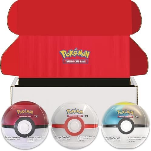 Pokémon TCG: Poké Ball Tin Bundle—Poké Ball, Premier Ball & Moon Ball (9 Pokémon TCG Booster Packs & 7 Sticker Sheets)