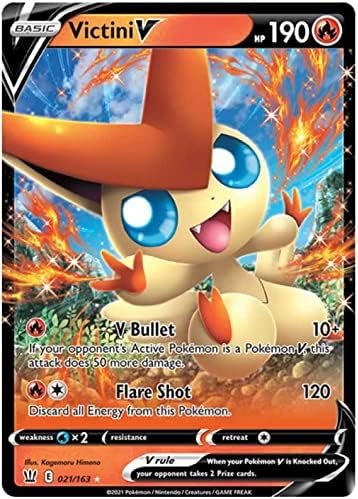 Victini V 021/163 Ultra Rare Pokemon Card (Battle Styles) + 1x TitanCards® Toploader