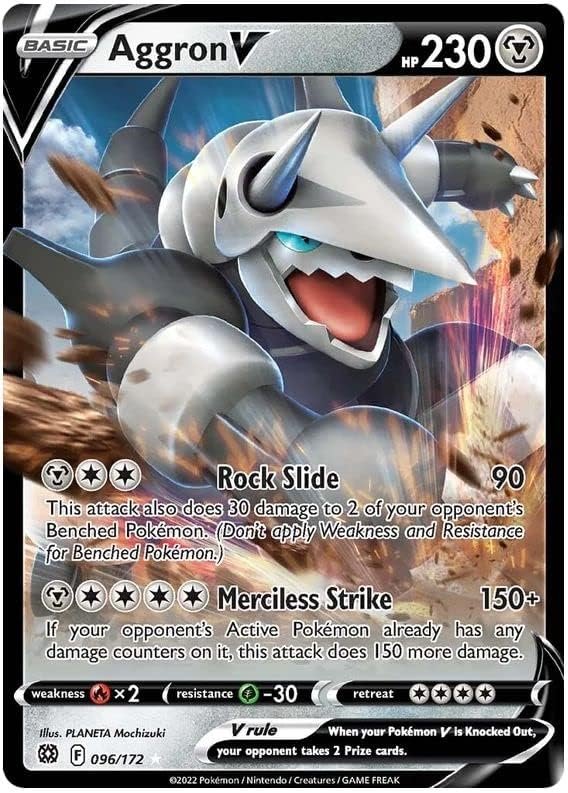 Aggron V 096/172 Ultra Rare Pokemon Card (SWSH Brilliant Stars) + 1x TitanCards® Toploader