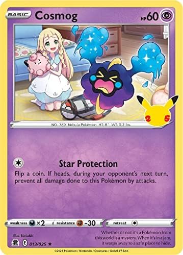 Cosmog 013/025 Rare Pokemon Card (Celebrations 25th Anniversary) + 1x TitanCards® Toploader