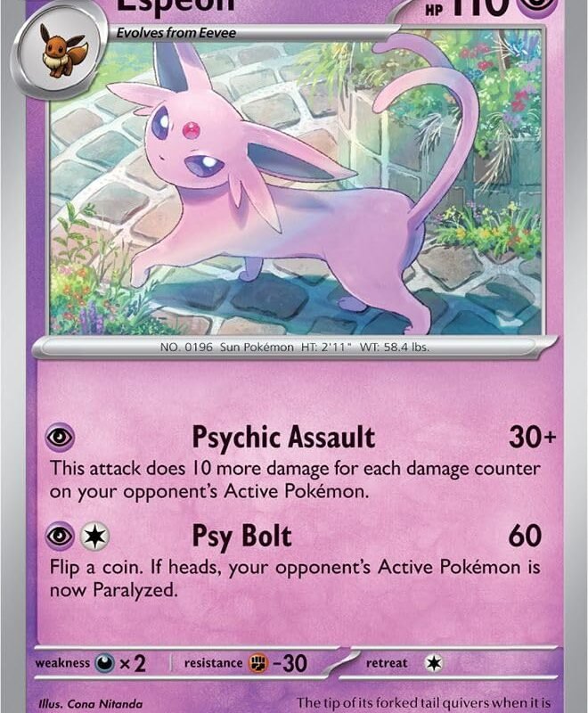 Espeon 086/197 Uncommon Pokemon Card (SV Obsidian Flames) + 1x TitanCards® Toploader