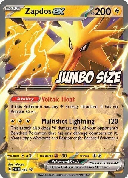 Pokemon – Jumbo Card – Zapdos ex SVP 049 – Pokemon 151 Black Star Promo – Holo Foil – Single Card