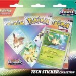 Pokémon TCG: Scarlet & Violet—Prismatic Evolutions Tech Sticker Collection – Leafeon (1 Foil Promo Card & 3 Booster Packs)