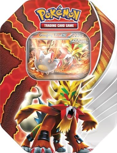 Pokémon TCG: Paradox Destinies Tin – Gouging Fire ex (1 Foil Promo Card & 4 Booster Packs)