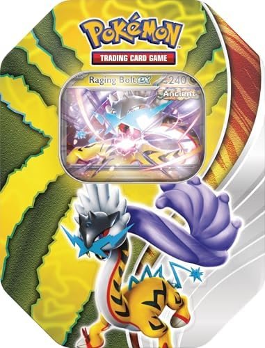 Pokémon TCG: Paradox Destinies Tin – Raging Bolt ex (1 Foil Promo Card & 4 Booster Packs)