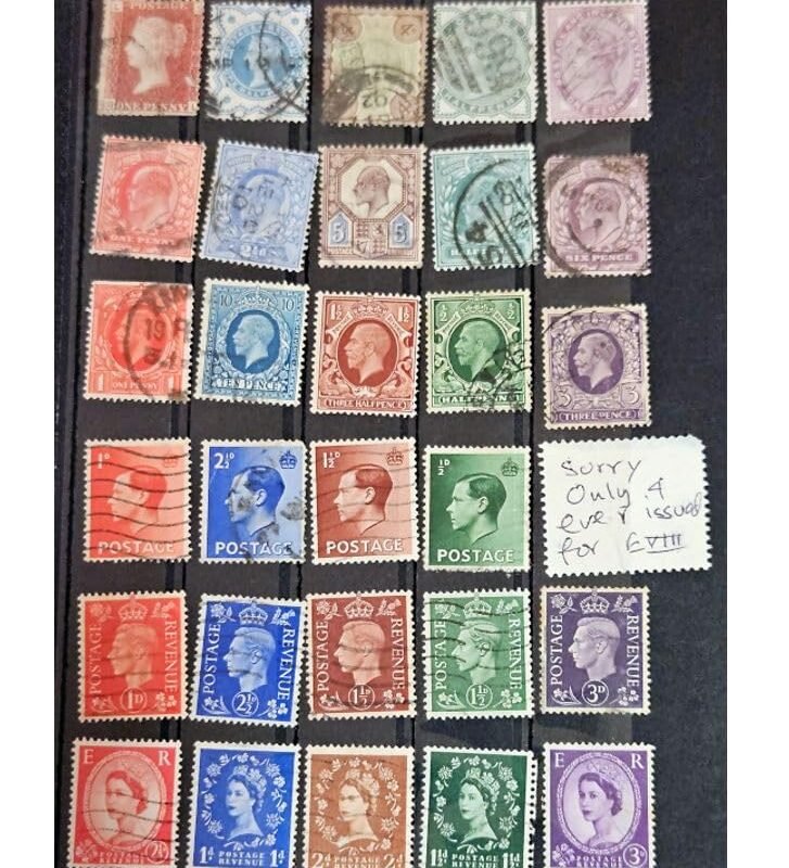 Queen Victoria vintage postage stamps (Set5:QVtoQEII)