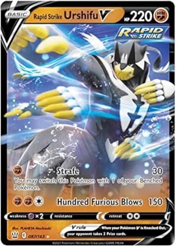 Rapid Strike Urshifu V 087/163 Ultra Rare Pokemon Card (Battle Styles) + 1x TitanCards® Toploader