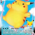 Surfing Pikachu VMAX 009/025 Ultra-Rare Pokemon Card (Celebrations 25th Anniversary) + 1x TitanCards® Toploader