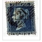 Original Penny Red and 2 Penny Blue GB postage stamps Perforated (Blue)