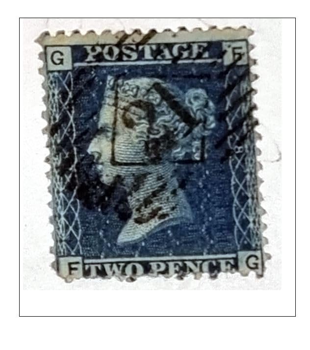 Original Penny Red and 2 Penny Blue GB postage stamps Perforated (Blue)