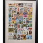 West Africa Themed Vintage Stamp Collection in photo frame (A3)